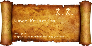 Kuncz Krisztina névjegykártya